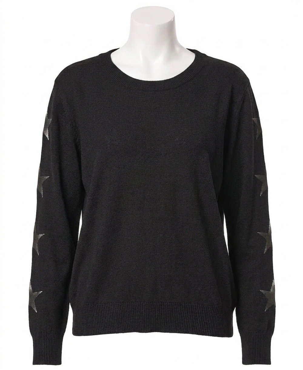 NEW ANGEL APPAREL star accent knit top in black